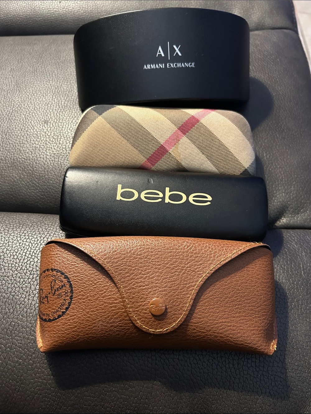 Vintage Ray Ban Burberry BeBe Armani Ex Classic hard sided eye/sunglass cases